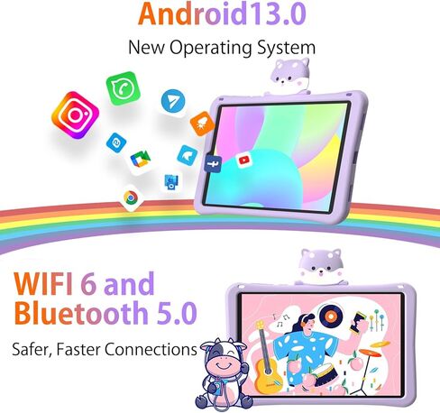 أحدث جهاز لوحي Android 13 لعام 2024 مع معالج ثماني النواة، جهاز لوحي للأطفال مقاس 8.4 بوصة مع ذاكرة وصول عشوائي سعتها 9 جيجابايت وذاكرة قراءة فقط 128 جيجابايت، واي فاي 6، BT5.0، 5060 مللي أمبير في الساعة، مراقبة أبوية، كاميرا مزدوجة 13 ميجابكسل، أرجواني،  in Kuwait