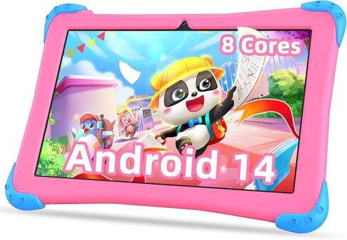 تابلت Fivahiva للأطفال مقاس 10 بوصة بنظام Android 14 مع حافظة للأطفال من سن 3 إلى 12 عامًا، ثماني النواة، 64 جيجابايت (توسيع 512 جيجابايت)، WiFi 6، أدوات الرقابة الأبوية، مساحة Google للأطفال، هدية رائعة للأطفال الصغار (وردي) in Kuwait