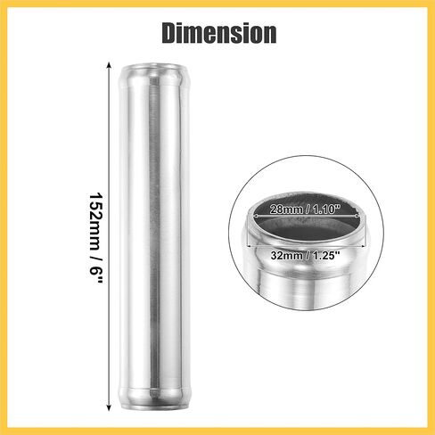 32mm 1.25" OD 6" 152mm Length Universal Car Aluminum Alloy Intercooler Pipe Straight Air Intake Tube - Pack of 1 Auto Replacement Parts in Kuwait
