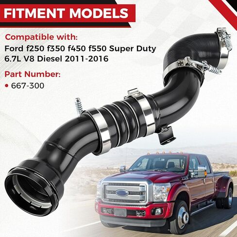 Cold Side Intercooler Pipe Kit Fit for Ford F250 F350 F450 F550 Super Duty 2011-2016 6.7L V8 Powerstroke Diesel, Silicone Charge Pipe Upgrade, Replaces 667-300 in Kuwait