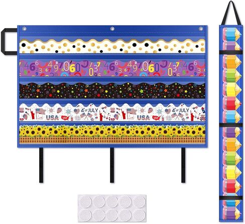 AKAYOK Foldable Bulletin Board Border Organizer with 5 Clear Pockets - Space-Saving Classroom Storage for Teachers, Homeschool & Office Supplies (37" x24" Black) in Saudi Arabia