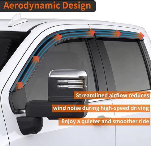 4PCS Window Rain Guards Fit for Chevy Silverado GMC Sierra 1500 2019–2026 2500/3500HD Crew Cab 2020–2026 Outside Tape-On Mount Vent Deflectors Visors Accessories(for Silverado/Sierra1500CrewCab) in Kuwait
