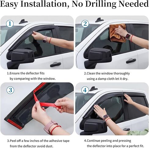4PCS Window Rain Guards Fit for Chevy Silverado GMC Sierra 1500 2019–2026 2500/3500HD Crew Cab 2020–2026 Outside Tape-On Mount Vent Deflectors Visors Accessories(for Silverado/Sierra1500CrewCab) in Kuwait