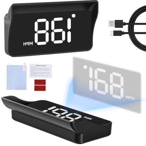 Heads Up Display for Cars Windshield, GPS Speedometer MPH, Car HUD Digital Speedometer for Car Truck Motor, USB Cable Plug & Play, Automatic Brightness Adjustment, Large Font Display (H1-White) in Saudi Arabia