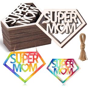 AIERSA Best DAD Unfinished Wood Crafts, Fathers Day Crafts for Kids Painting, Wood Cutouts to Paint, Wooden Letter Ornaments for Fathers Day Gift,Dad's Birthday Party Classroom DIY Tags 20Pcs in Saudi Arabia