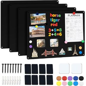 Magnetic Board for Wall, 4 Pack Large Magnetic Wall Panels, 17.1" x 11.8"Metal Magnetic Bulletin Board for Refrigerator, Compartment, Cabinet etc,Comes with Dual Lock Tape for Easy Hanging in Kuwait