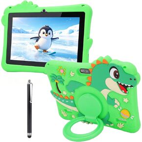 Kids Dinosaur Tablet for Learning, Kids Learning Tablet with 8 Inch HD, 2GB 16GB, Dual Camera, Shockproof Case, Stylus for Toddlers (Green) in Kuwait