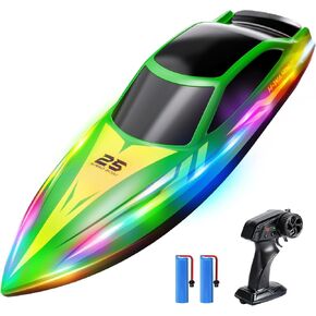 HOLYFUN RC Boat for Kids & Adults, 2.4GHz 9.3 Mph Remote Control Boat with Led Light, 2 Battery(30 Mins Play), Summer Toys Boats for Water Pool & Lake in Saudi Arabia