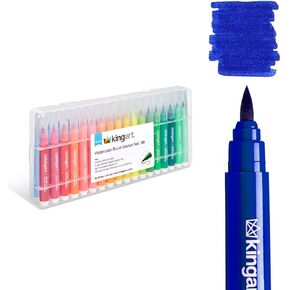 KINGART 405-36 Brush Tip Watercolor Illustration Markers with Case, 36 Colors, Wide Barrel for Easy Hold, Water-based Non-Toxic Ink, Soft Flexible Tip for Graphic, Sketch, Comic Art, Manga & Lettering in Saudi Arabia