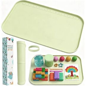 AWOKE 24"x16" Silicone Mats for Crafts with 0.7" High Edges, Large Leak-Proof Art Mat for Playdoh, Resin, Painting, Clay, Slime,Beads, Lego, Puzzle, Non-Stick & Non-Slip Table Protector for Kids, Pink in Kuwait