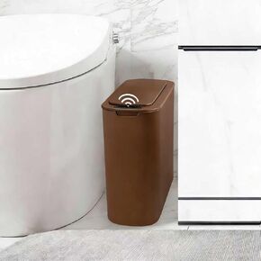 2.6 Gallon Automatic Bathroom Trash Can, Touchless Motion Sensor Garbage Can with Lid, Smart Plastic Slim Wastebasket for Bedroom, Office, Dorm, rv (Black) in Kuwait