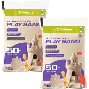 Sun Joe 2 Pack Silica Play Sand for Sandbox, Sensory Table & Garden Spaces, Ultra Fine, 50 Lbs - Natural Craft Accessory for Molding, Digging & Sculpting - Ideal for Indoor and Outdoor Use in Saudi Arabia
