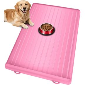 Dog Mat for Food and Water - 39.4" x 27" Large Pet Feeding Mats with Residue Collection Pocket - Waterproof Dog Cat Bowl Mat with High Edges to Prevent Water and Food Spills (Black) in Kuwait