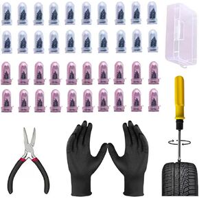 EGZ Tire Repair Plug Kit (Includes Pliers, Screwdriver, and Gloves) Spiral Tire Plugs & Quick Repair Tool Kit Puncture Repair Set for Tubeless Car and Motorcycle Tires in Saudi Arabia