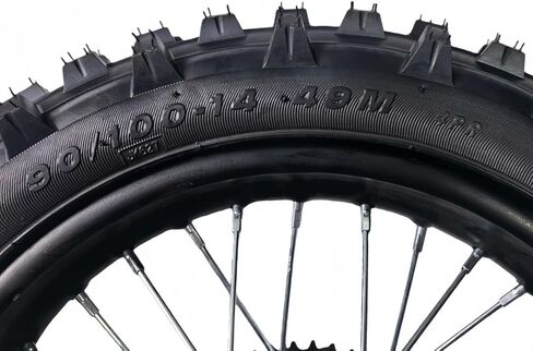 14" Rear Wheel Rim Tire Assembly for 125cc 150cc Dirt Bike tao TTR SSR CRF Apollo 15mm axle Includes 190mm Steel Brake disc 90/100-14 Tire Tube With Brake Rotor and 428 41T Sprocket in Kuwait