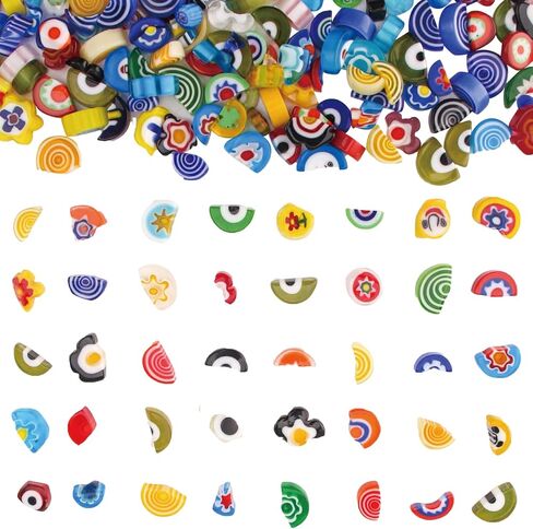 Youway نمط Millefiori بلاط الفسيفساء الزجاجي للحرف اليدوية، قطع الزجاج الفسيفساء زهرة لمستلزمات الحرف اليدوية، مجموعات حرفية حديقة الفسيفساء in Kuwait