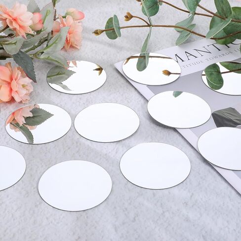 20 Pcs Small Circle Mirror 3 Inch Mini Acrylic Round Mirror Tiles Self Adhesive Crafts Mirrors Bulk for DIY Walls Home Decor in Kuwait
