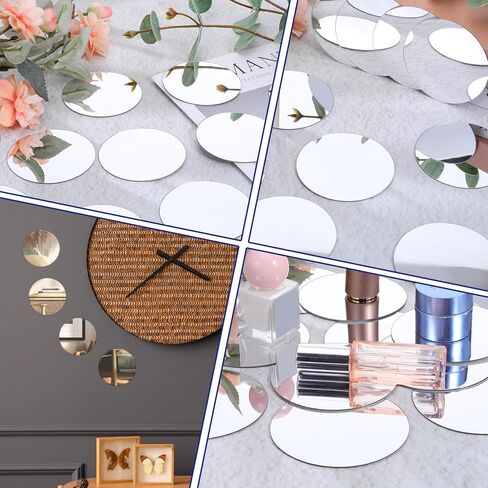 20 Pcs Small Circle Mirror 3 Inch Mini Acrylic Round Mirror Tiles Self Adhesive Crafts Mirrors Bulk for DIY Walls Home Decor in Kuwait