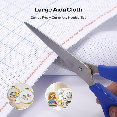 Caydo Cross Stitch Aida Fabric 14 Count with Washable Grid Lines, 59"x39" Large Size for for Home DIY Embroidery Decoration and Needlework in Kuwait