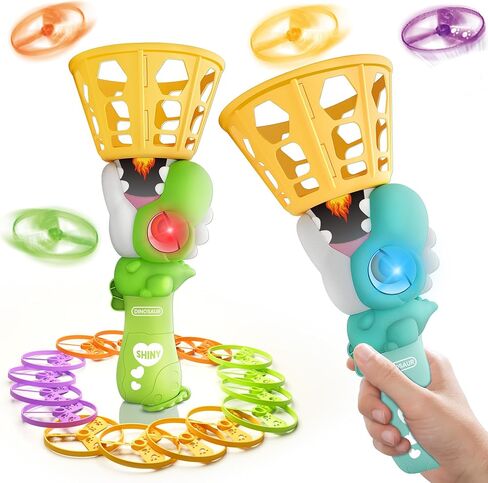 Outside Toys for Kids Ages 4-8 Electric Manual Capture Catching Game for Kids, Automatic Flying Disc Launcher Outdoor Indoor Toy, Chasing Toy for Boys Girls, Perfect Yard Beach Family Game in Kuwait