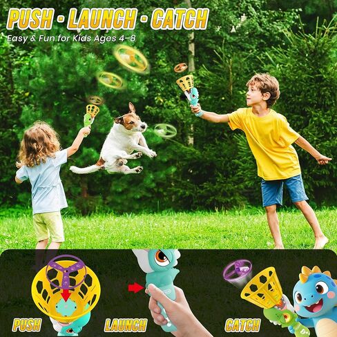 Outside Toys for Kids Ages 4-8 Electric Manual Capture Catching Game for Kids, Automatic Flying Disc Launcher Outdoor Indoor Toy, Chasing Toy for Boys Girls, Perfect Yard Beach Family Game in Kuwait
