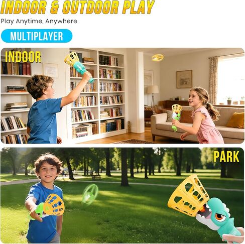 Outside Toys for Kids Ages 4-8 Electric Manual Capture Catching Game for Kids, Automatic Flying Disc Launcher Outdoor Indoor Toy, Chasing Toy for Boys Girls, Perfect Yard Beach Family Game in Kuwait