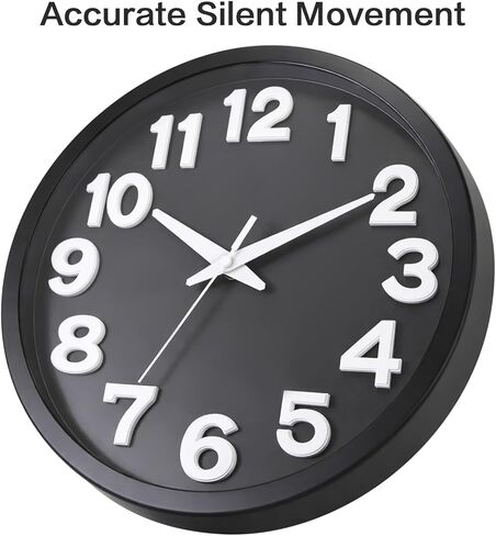 Caysie 12 Inch Large 3D Numbers Silent Non Ticking Wall Clock, Modern Quartz Battery Operated Round Clock, Decorative for Kitchen, Bedroom, Living Room, Office (Green) in Saudi Arabia