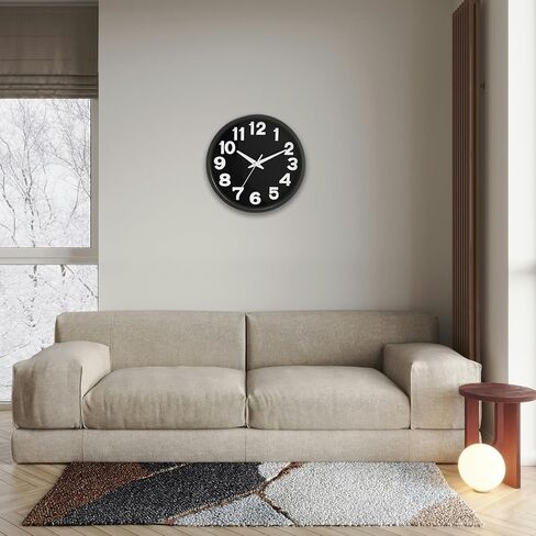 Caysie 12 Inch Large 3D Numbers Silent Non Ticking Wall Clock, Modern Quartz Battery Operated Round Clock, Decorative for Kitchen, Bedroom, Living Room, Office (Green) in Saudi Arabia