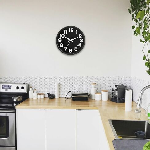 Caysie 12 Inch Large 3D Numbers Silent Non Ticking Wall Clock, Modern Quartz Battery Operated Round Clock, Decorative for Kitchen, Bedroom, Living Room, Office (Green) in Saudi Arabia