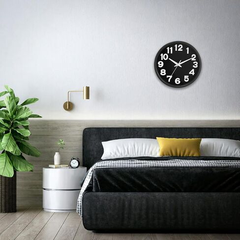Caysie 12 Inch Large 3D Numbers Silent Non Ticking Wall Clock, Modern Quartz Battery Operated Round Clock, Decorative for Kitchen, Bedroom, Living Room, Office (Green) in Saudi Arabia