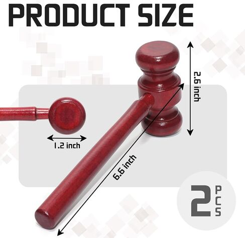 Gavel Set of 2, 6.6 Inch Solid Wood Judge’s Gavel, Loud & Durable for Courtroom, Auction, Ceremony, Meetings for Judge, Lawyer, Auctioneer, Executive in Kuwait