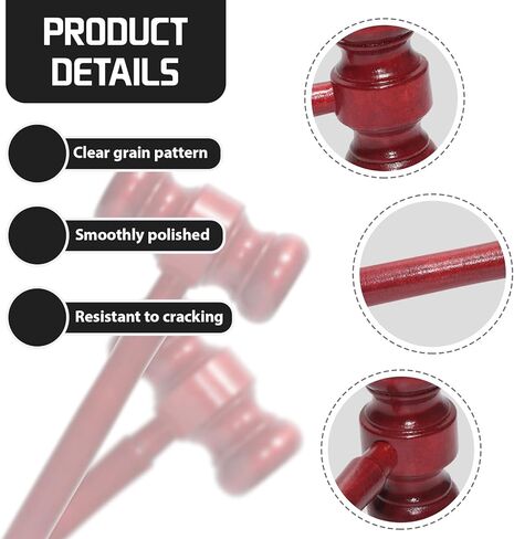 Gavel Set of 2, 6.6 Inch Solid Wood Judge’s Gavel, Loud & Durable for Courtroom, Auction, Ceremony, Meetings for Judge, Lawyer, Auctioneer, Executive in Kuwait