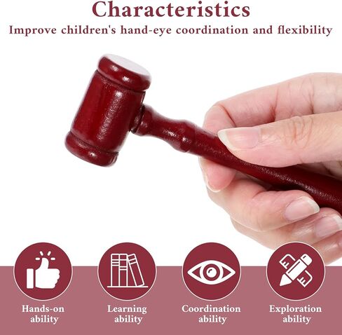 2pcs Mini Gavel Handmade Judge Gavel Wooden Judge Hammers Mallets Courtroom Gavel Prop Costume Accessories for Meetings Auction Club Presidents Courtroom Simulations (13cm/5inch) in Kuwait