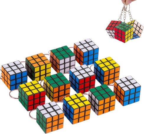12 Pcs Mini Magic Cube Keychain, 3x3 Speed Puzzle Cube Keyring Set, Brain Teaser Fidget Toy, Party Favors Goody Bag Stuffers Classroom Prizes in Kuwait