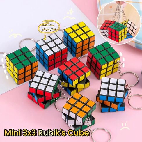 12 Pcs Mini Magic Cube Keychain, 3x3 Speed Puzzle Cube Keyring Set, Brain Teaser Fidget Toy, Party Favors Goody Bag Stuffers Classroom Prizes in Kuwait