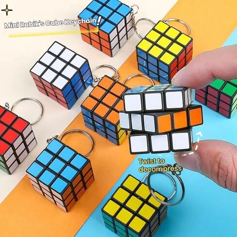 12 Pcs Mini Magic Cube Keychain, 3x3 Speed Puzzle Cube Keyring Set, Brain Teaser Fidget Toy, Party Favors Goody Bag Stuffers Classroom Prizes in Kuwait