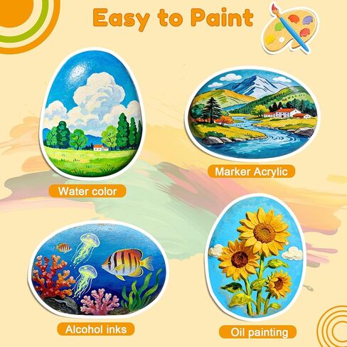 Yalumo 50 Pcs Rocks for Painting, 1"-3" Flat and Smooth River Rocks, Hand Picked Natural Stones for DIY Crafts, Kindness Rocks, Garden Decor, Craft Gift for Kids and Adults in Kuwait