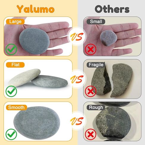 Yalumo 50 Pcs Rocks for Painting, 1"-3" Flat and Smooth River Rocks, Hand Picked Natural Stones for DIY Crafts, Kindness Rocks, Garden Decor, Craft Gift for Kids and Adults in Kuwait