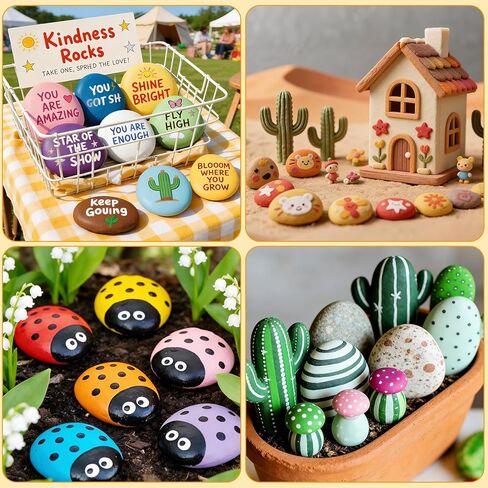 Yalumo 50 Pcs Rocks for Painting, 1"-3" Flat and Smooth River Rocks, Hand Picked Natural Stones for DIY Crafts, Kindness Rocks, Garden Decor, Craft Gift for Kids and Adults in Kuwait