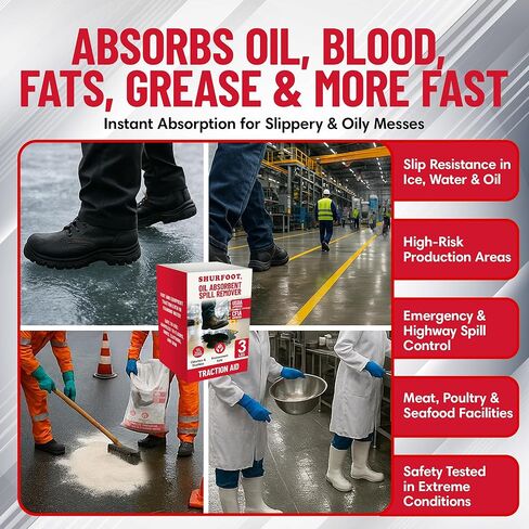 SHURFOOT 3lb Non-Slip Oil Absorbent - Provides Ice Traction & Vapor Suppression - Spill Control for Blood, Water & Oils - USDA Approved - Floor Dry Absorbent Odorless - Fire-Safe & Dustless in Saudi Arabia