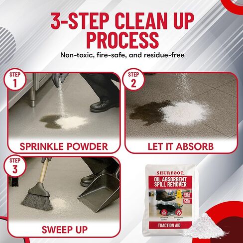 SHURFOOT 3lb Non-Slip Oil Absorbent - Provides Ice Traction & Vapor Suppression - Spill Control for Blood, Water & Oils - USDA Approved - Floor Dry Absorbent Odorless - Fire-Safe & Dustless in Saudi Arabia