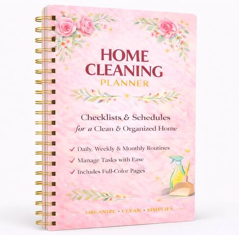 Home Cleaning Planner & Checklist Book for Women Adults – Daily, Weekly & Monthly Cleaning Schedule and Checklist, Housekeeping Organizer with Cleaning Lists, Spiral Bound Cleaning Book Planner in Kuwait