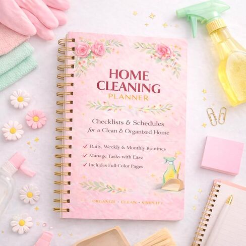 Home Cleaning Planner & Checklist Book for Women Adults – Daily, Weekly & Monthly Cleaning Schedule and Checklist, Housekeeping Organizer with Cleaning Lists, Spiral Bound Cleaning Book Planner in Kuwait