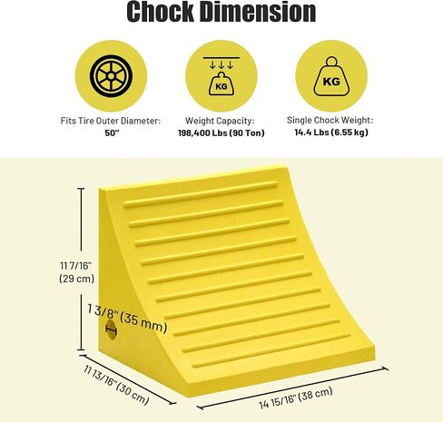 Yescom PU Wheel Chocks لشاحنات التعدين والمعدات الثقيلة - سعة وزن 396,800 رطل (180 طن)، أوتاد كبيرة جدًا لمركبات التعدين، والرافعات العملاقة والحفارات - تناسب الإطارات حتى 58 بوصة in Kuwait