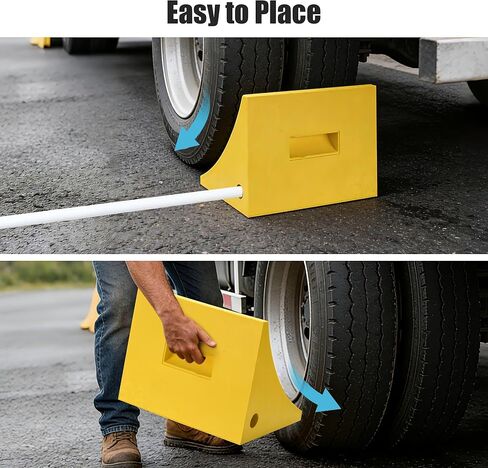 Yescom PU Wheel Chocks لشاحنات التعدين والمعدات الثقيلة - سعة وزن 396,800 رطل (180 طن)، أوتاد كبيرة جدًا لمركبات التعدين، والرافعات العملاقة والحفارات - تناسب الإطارات حتى 58 بوصة in Kuwait