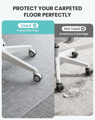Office Chair Mat for Carpet, Desk Mats 36"x45" Clear Heavy Duty Plastic Rolling Computer Chair Protector for Hardwood Floors, Easy Glide Hard Floor Desk Mats for Low Pile Carpet in Kuwait