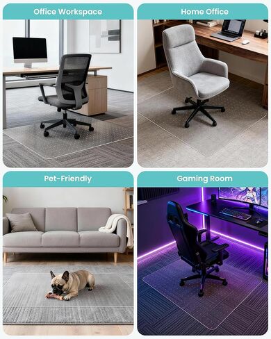 Office Chair Mat for Carpet, Desk Mats 36"x45" Clear Heavy Duty Plastic Rolling Computer Chair Protector for Hardwood Floors, Easy Glide Hard Floor Desk Mats for Low Pile Carpet in Kuwait