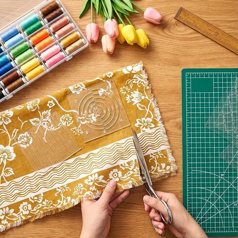 5 Pcs Acrylic Sashiko Stencil, Sashiko Embroidery Templates with Dots Lines Arcs Slashes Cross Patterns, 4.7 Inch Quilting Stencils for Hand Sewing Craft (2.5mm Thick) in Kuwait