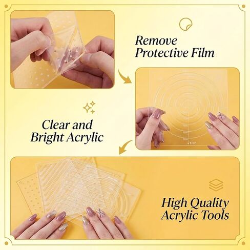 5 Pcs Acrylic Sashiko Stencil, Sashiko Embroidery Templates with Dots Lines Arcs Slashes Cross Patterns, 4.7 Inch Quilting Stencils for Hand Sewing Craft (2.5mm Thick) in Kuwait