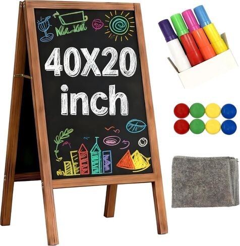 A-Frame Chalkboard Sign Large 40" x 20" Double-Sided Outdoor Foldable Blackboard Magnetic Wooden Sidewalk Signs Standing Board for Cafes & Events in Kuwait
